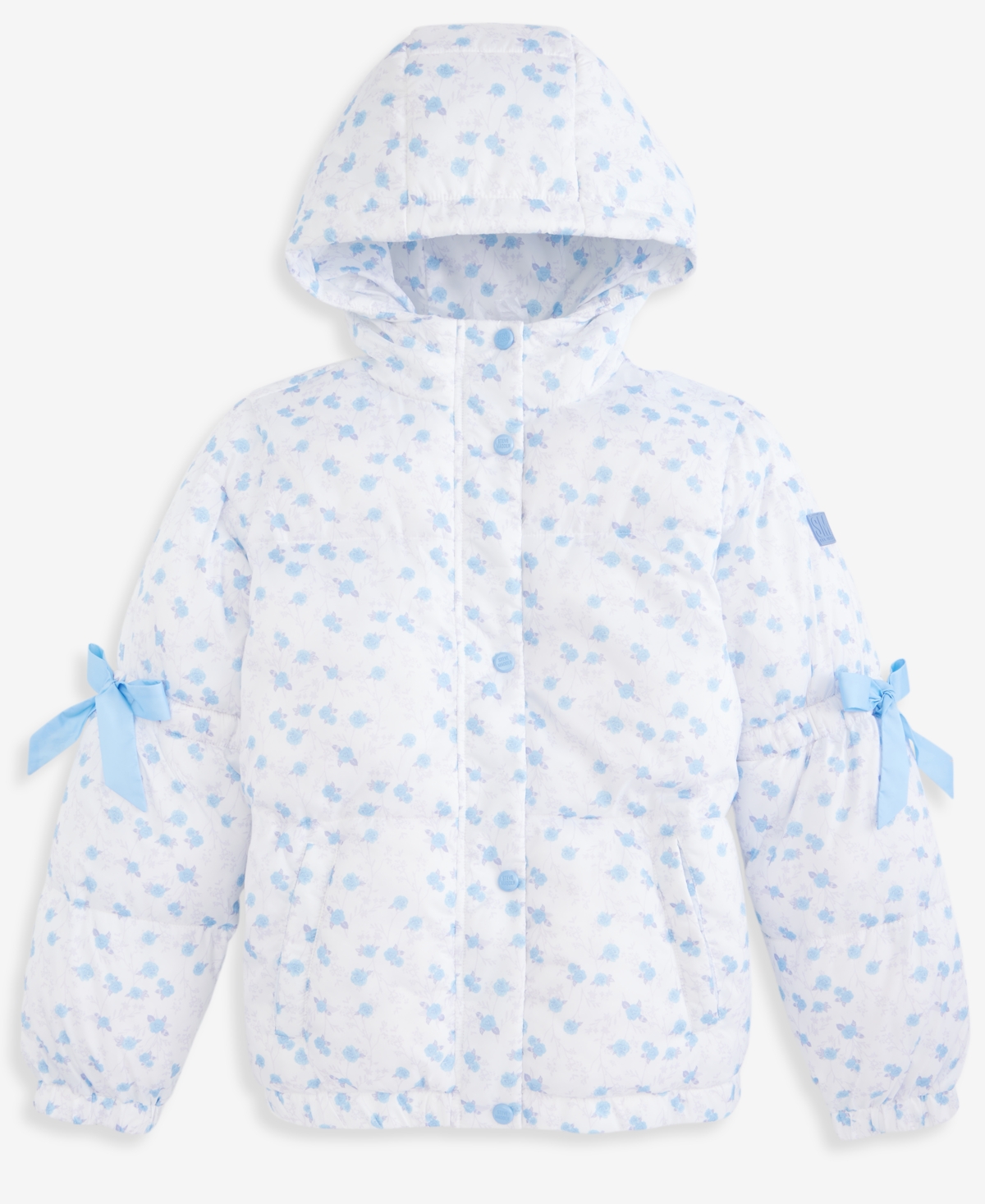 Steve Madden Girls' 4-16 Hooded Floral-Print Puffer Coat