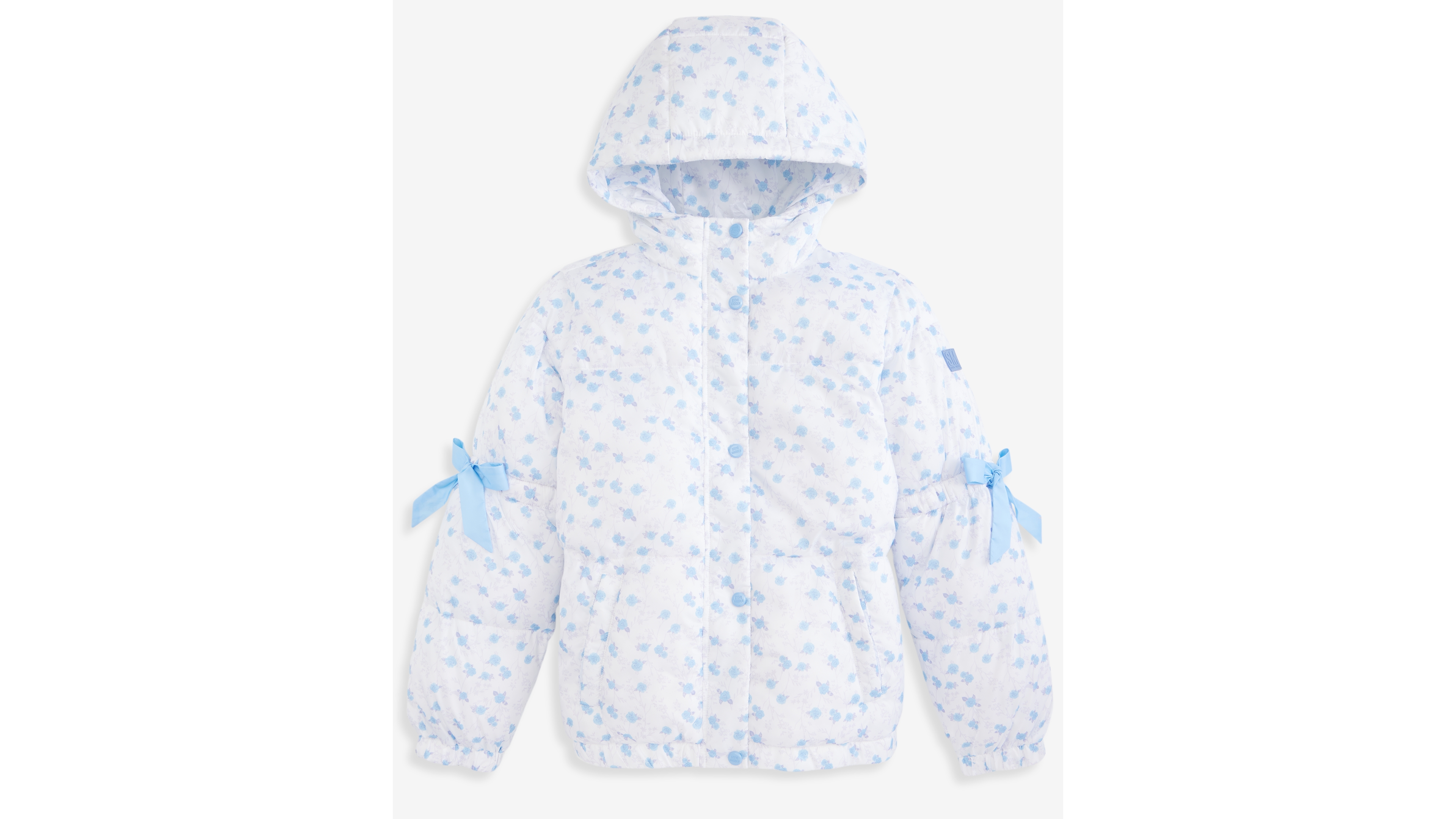 Steve Madden Girls' 4-16 Hooded Floral-Print Puffer Coat