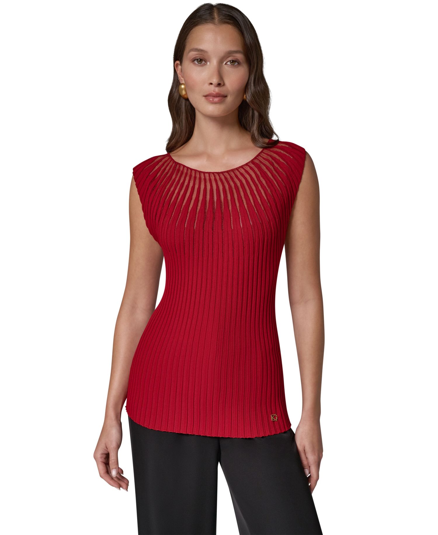 Women's Crewneck Sleeveless Ribbed Pullover Sweater