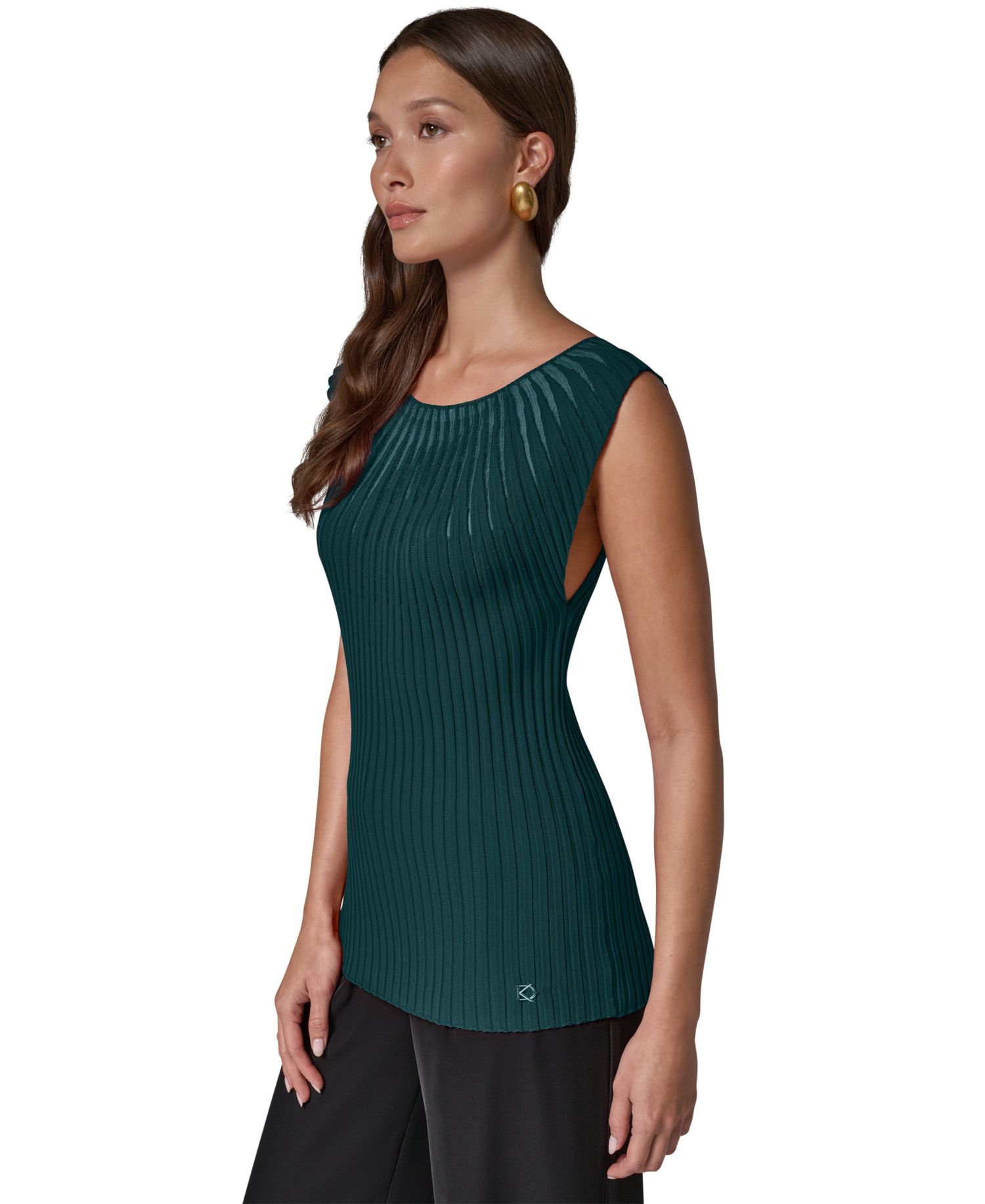 Women's Crewneck Sleeveless Ribbed Pullover Sweater