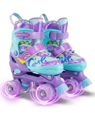 Adjustable Kids Roller Skates Graffiti Pattern with Motion Glow Wheels, Ages 5-7