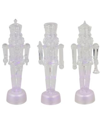 LED Lighted Icy Crystal Nutcracker Christmas Figures, Set of 3