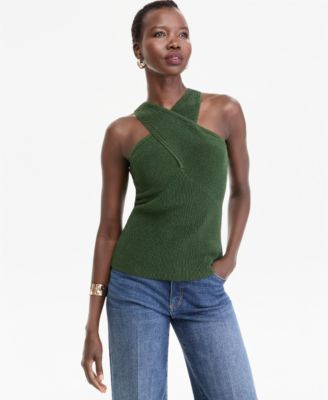 Women's Metallic Halter Sleeveless Sweater