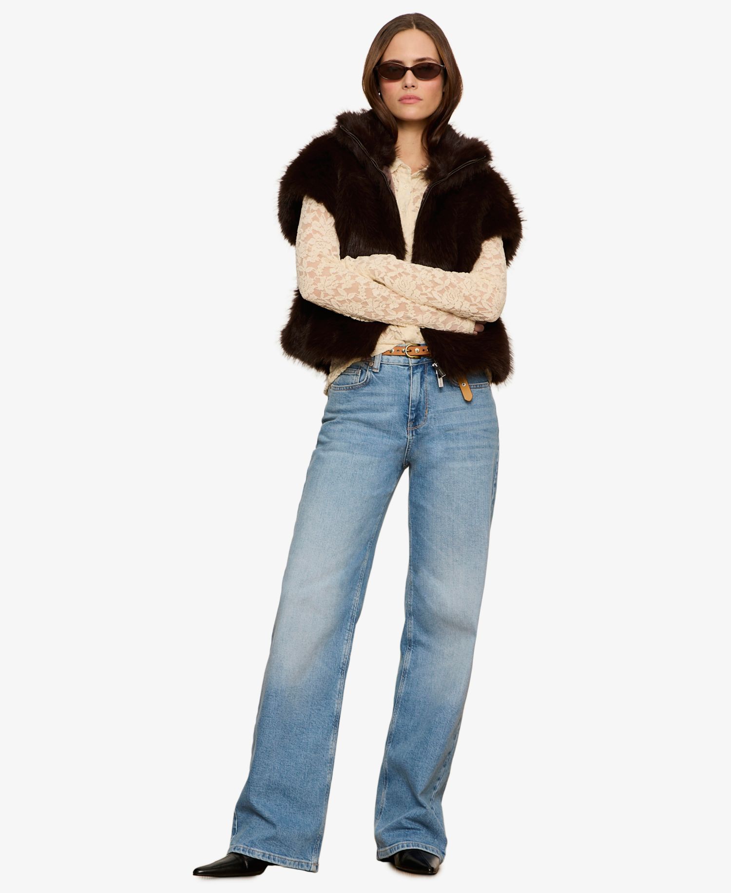 Petite Faux-Fur Lined Relaxed-Fit Vest