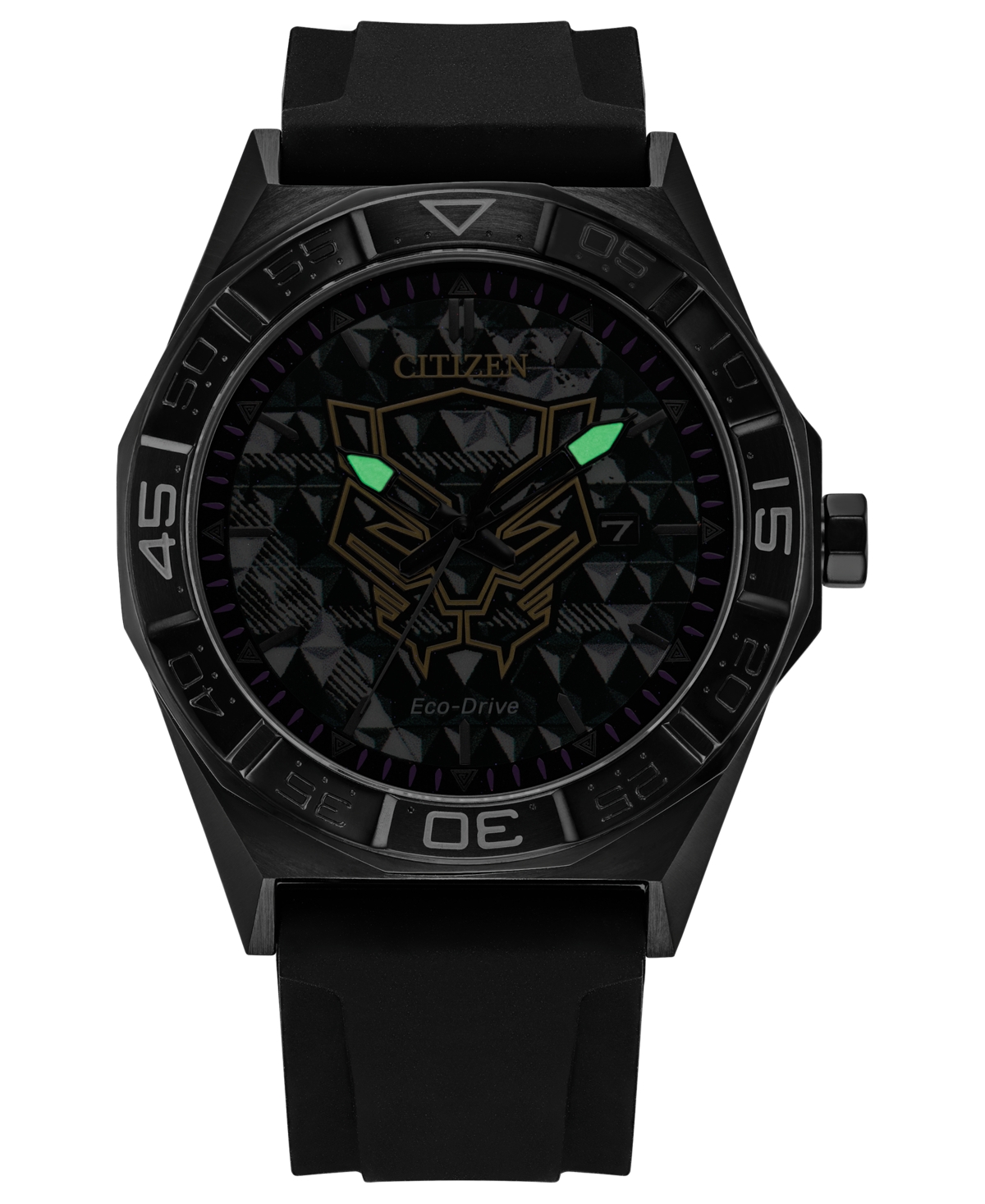 Citizen Men's Marvel Black Panther Black Silicone Strap Watch 42mm