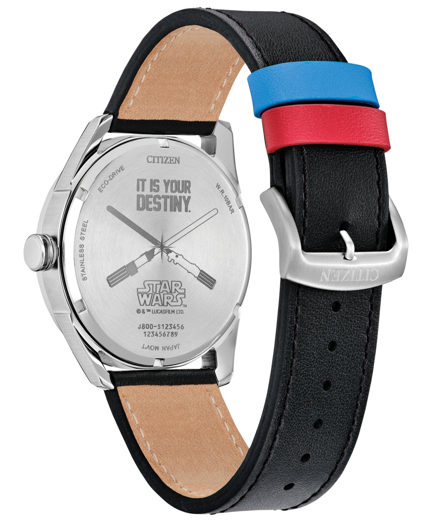 Men's Duel Black Leather Strap Watch 42mm