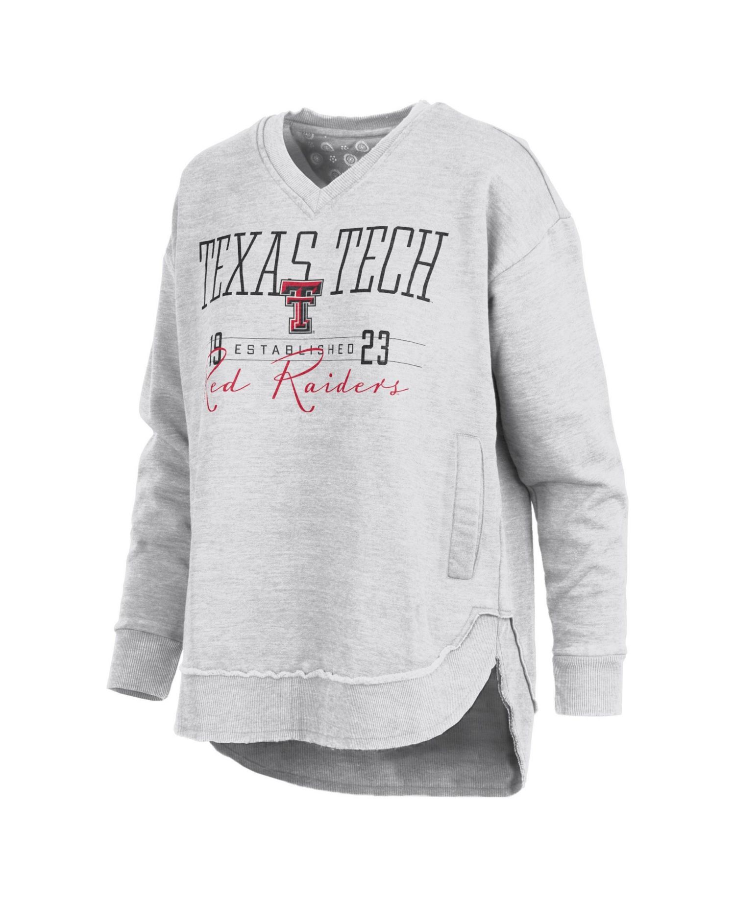 Women's Texas Tech Red Raiders Marcus East Hall Poncho V-Neck Dropped-Shoulder Sweatshirt