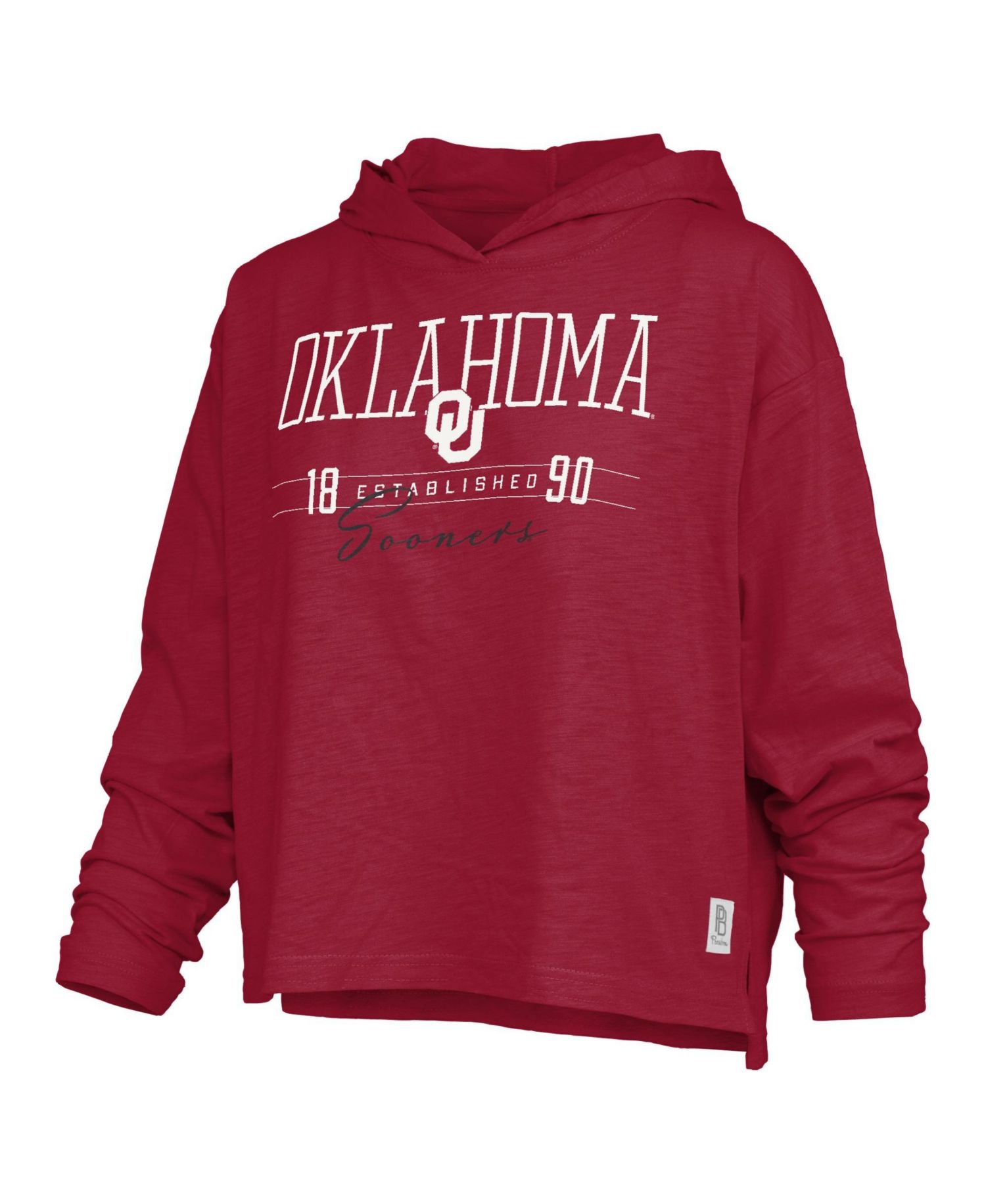 Women's Castillo Oklahoma Sooners Slub Oversized Hooded Long-Sleeve T-Shirt