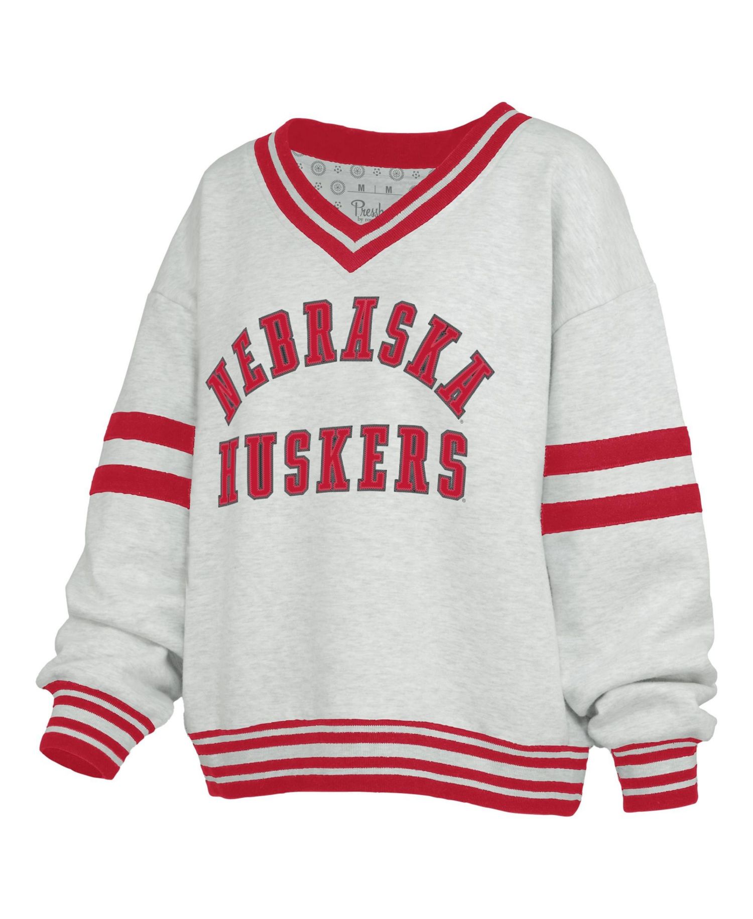 Women's Nebraska Huskers Oates Dropped-Shoulder Oversized V-Neck Sweatshirt