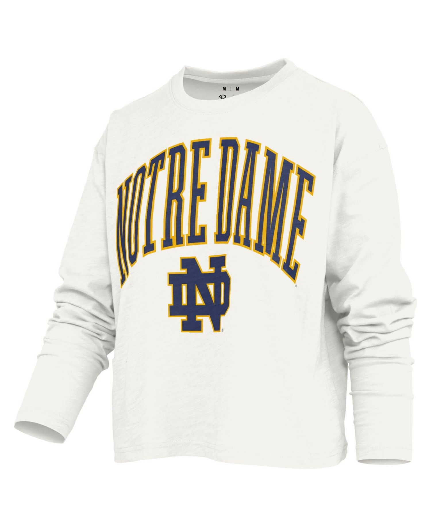 Women's Notre Dame Fighting Irish Motley Long-Sleeve Boxy Waist-Length T-Shirt