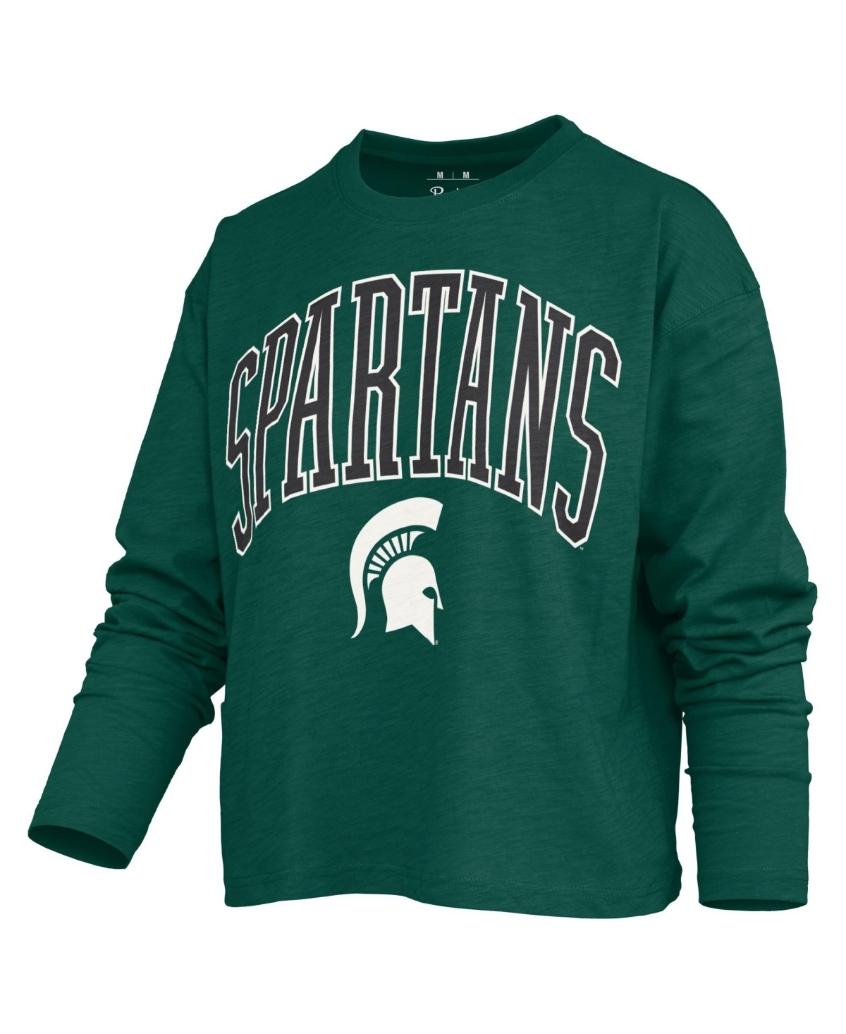 Pressbox Women's Michigan State Spartans Motley Long-Sleeve Dropped-Shoulders Boxy-Fit T-Shirt