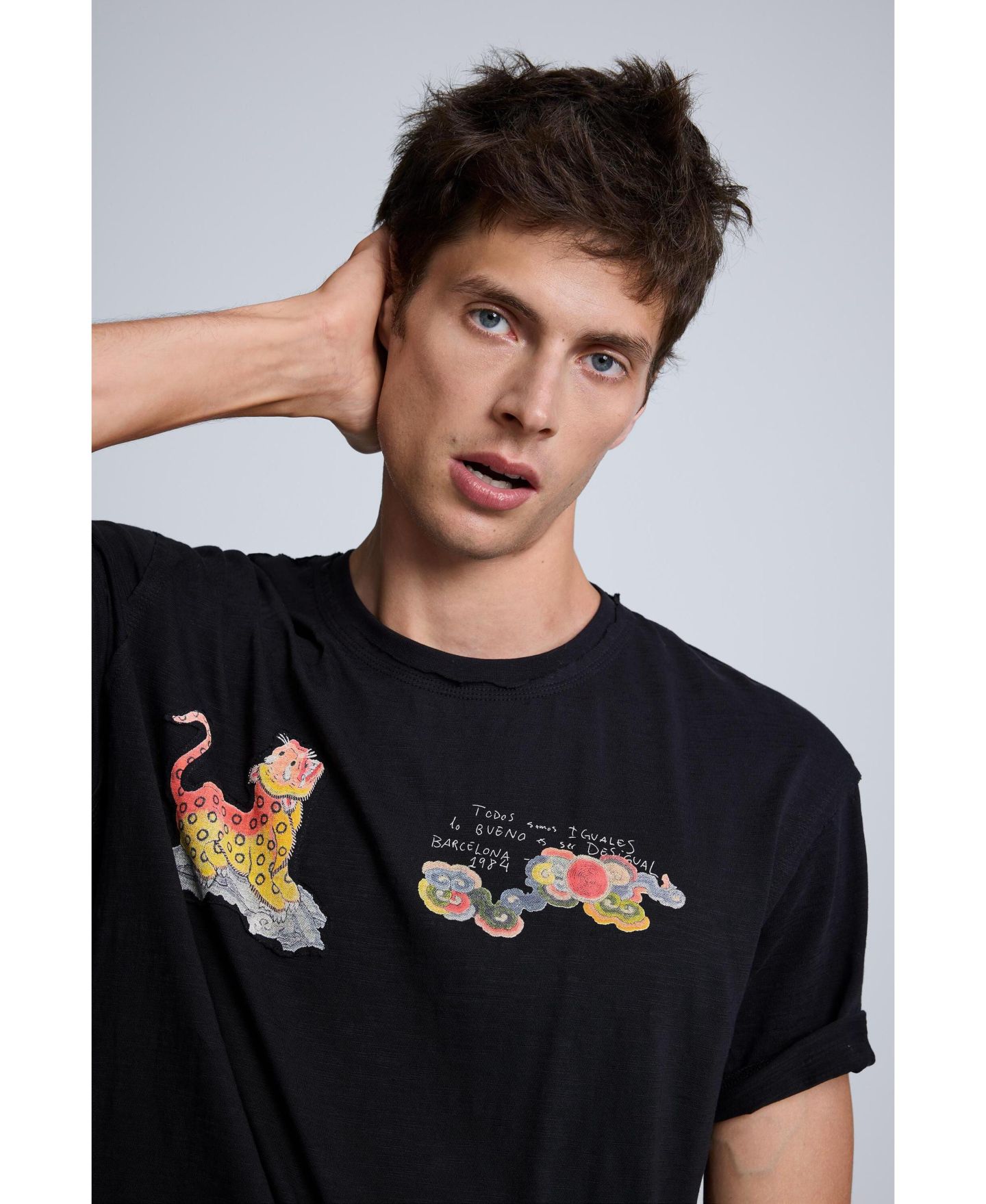 Мужская футболка Desigual Graphic Crew Neck, цвет: Чёрный — фото 4