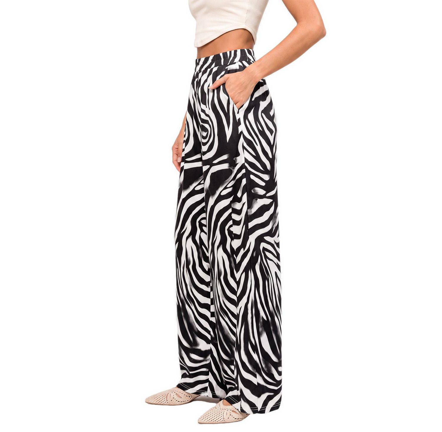 Women's One-Way Ticket High-Rise Wide-Leg Animal-Print Pants