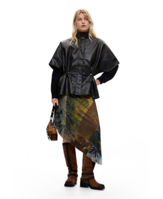 Women's Poncho Leather Effect