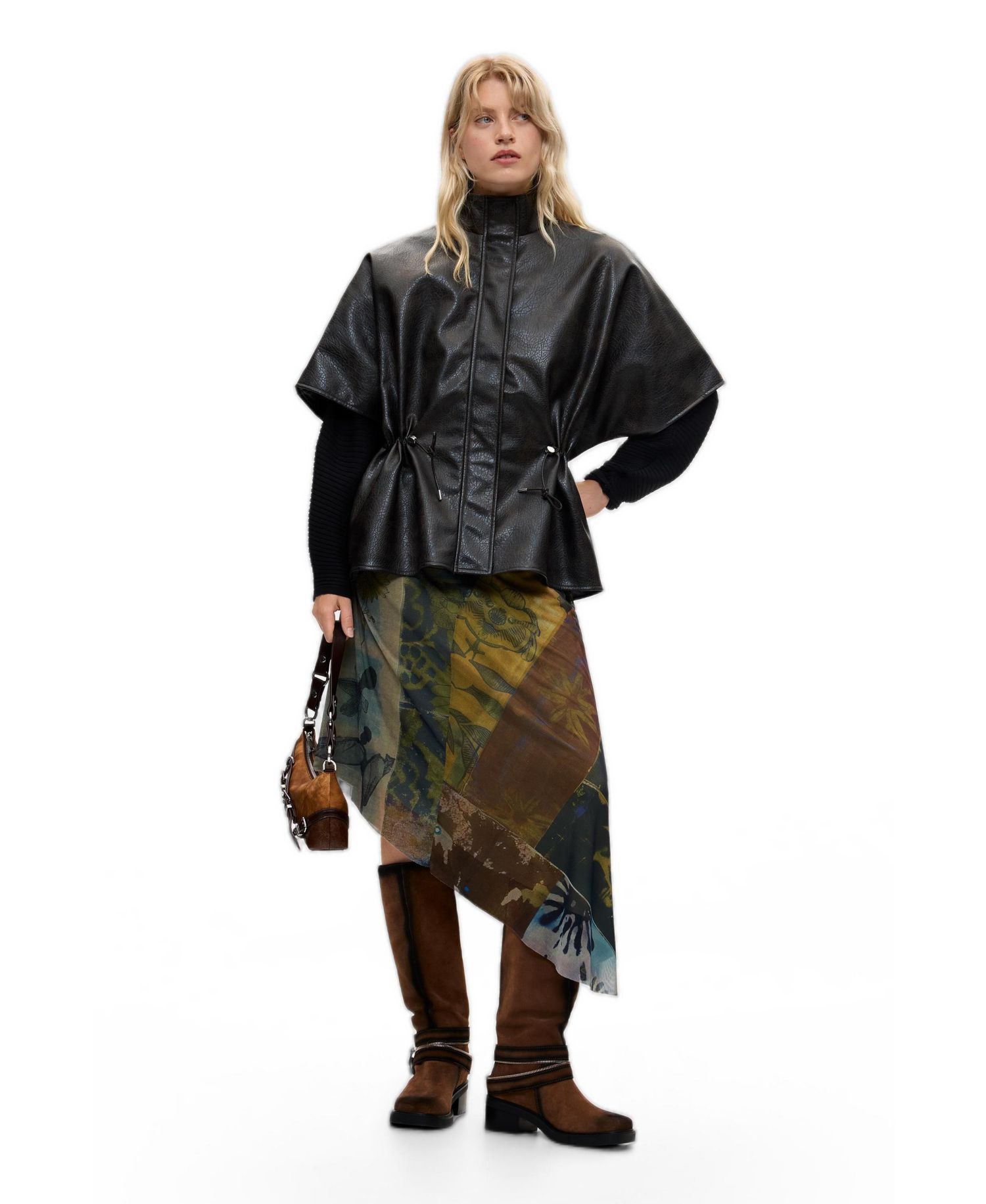 Women's Poncho Leather Effect