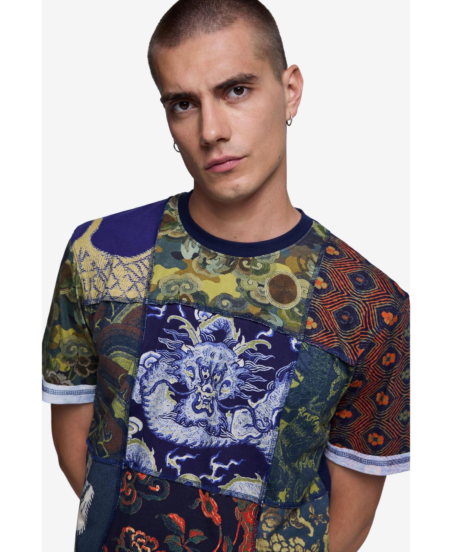 Мужская футболка Desigual Patchwork Print, цвет: Тёмно-синий — фото 4