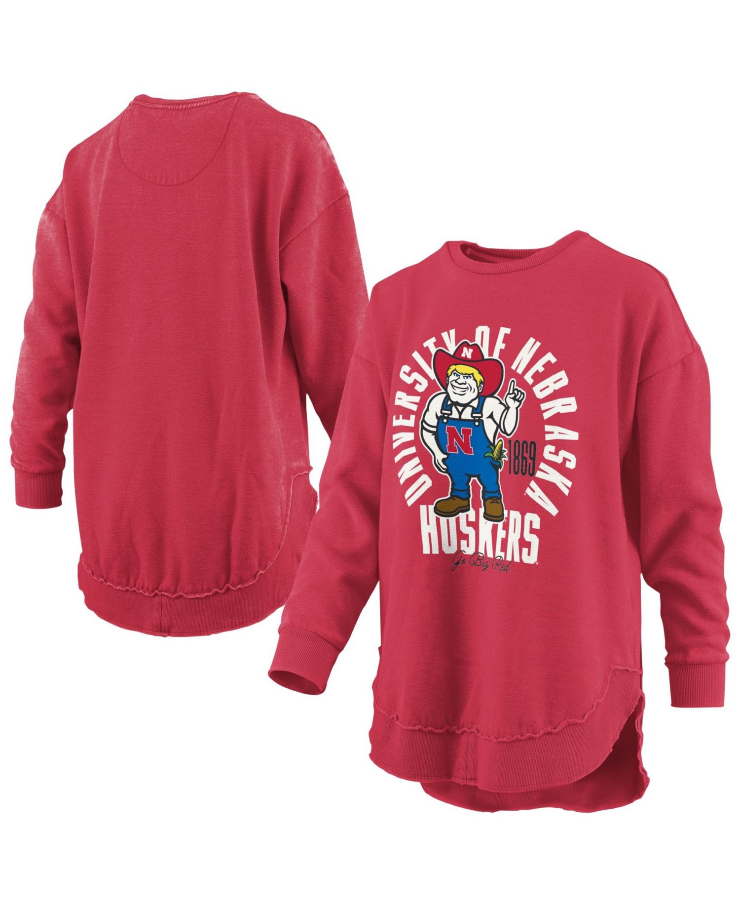 Women's Nebraska Huskers Blitz Fleece-Lined Graphic Crewneck Sweatshirt