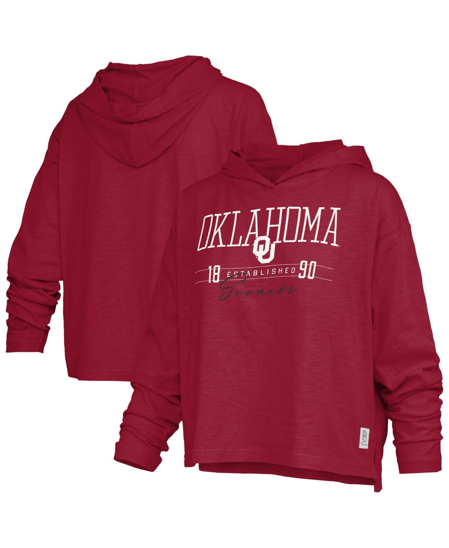 Women's Castillo Oklahoma Sooners Slub Oversized Hooded Long-Sleeve T-Shirt