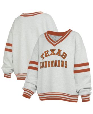 Women's Texas Longhorns Oates V-Neck Oversized-Fit Tackle Twill Sweatshirt
