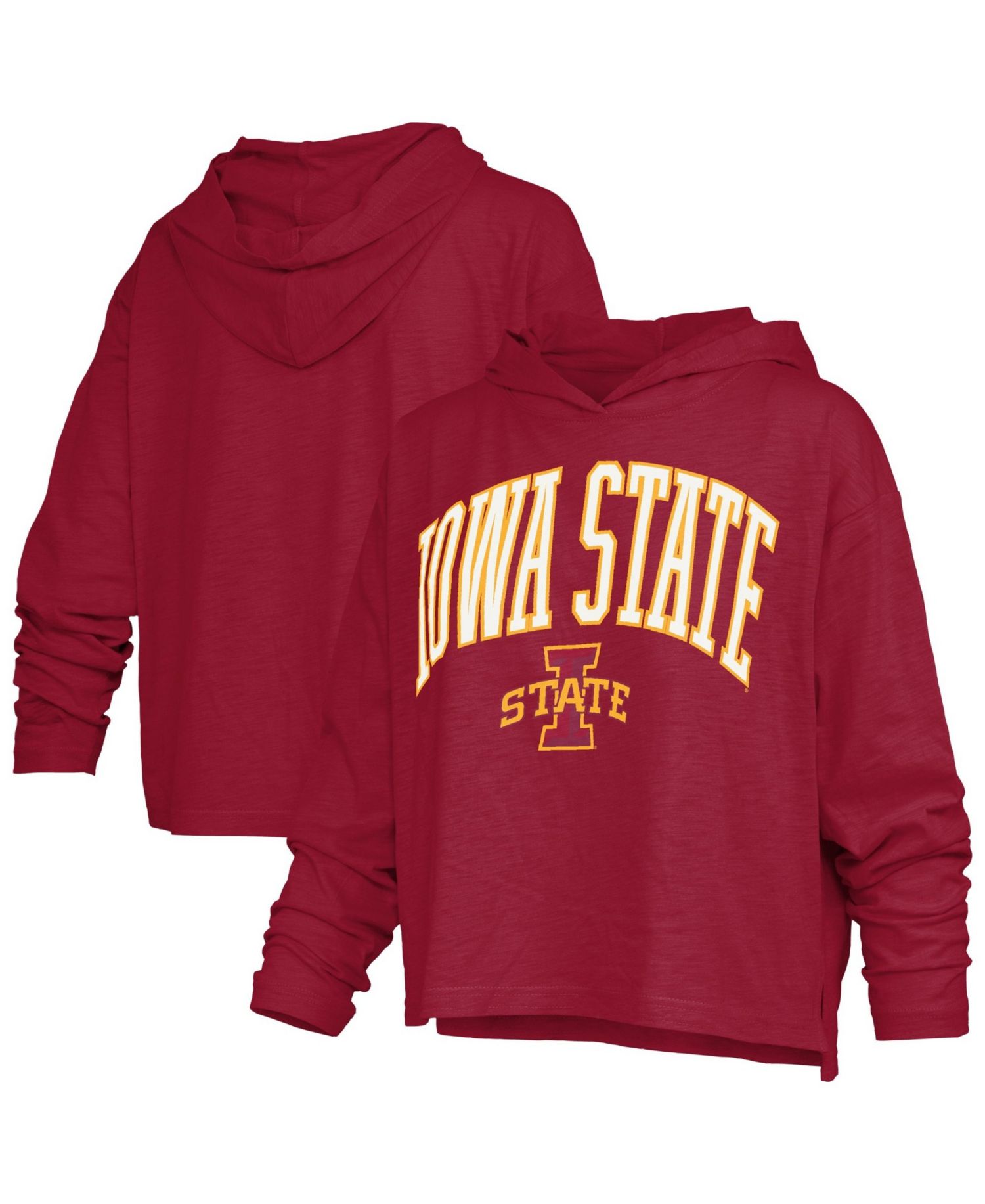 Women's Iowa State Cyclones Nelson Arch Over Logo Long Sleeve Hooded Slub T-Shirt