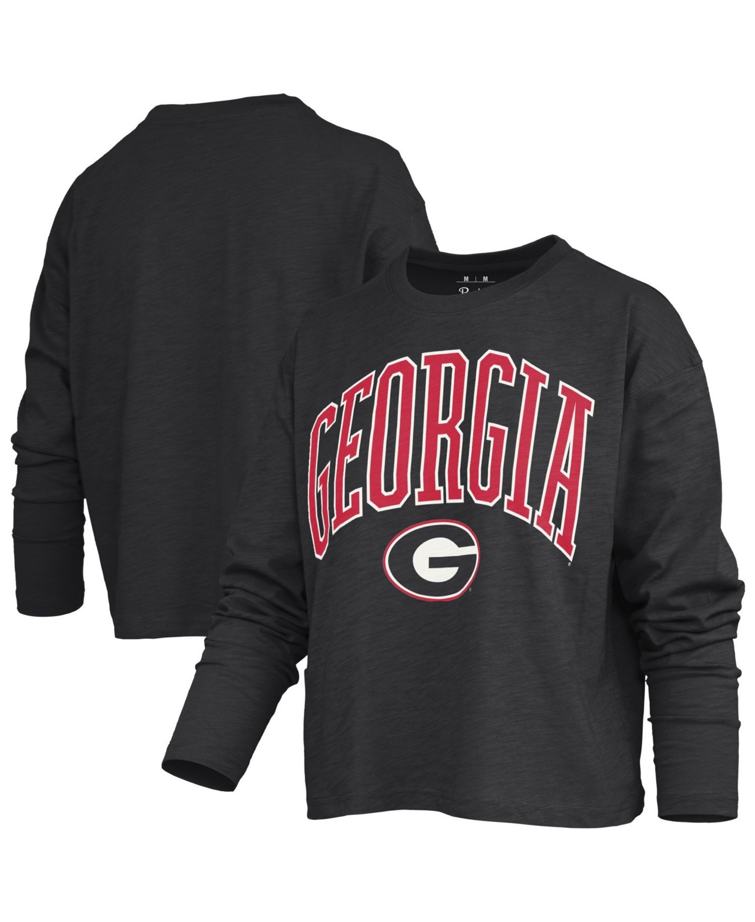 Women's Georgia Bulldogs Motley Boxy Burnout Long-Sleeve T-Shirt