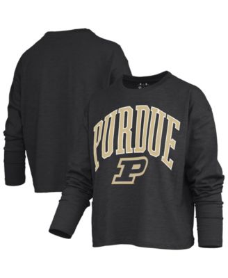 Women's Purdue Boilermakers Motley Long-Sleeve Boxy Burnout T-Shirt