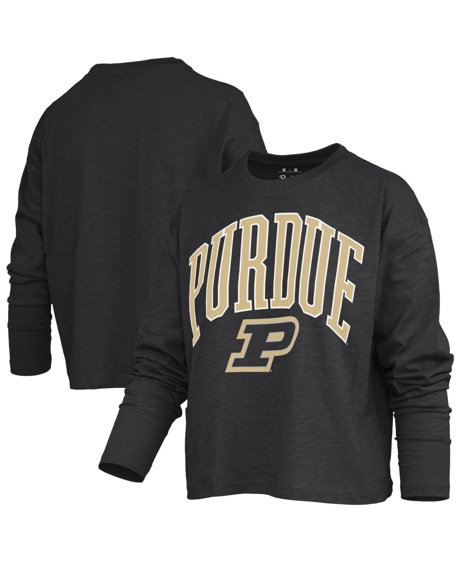 Women's Purdue Boilermakers Motley Long-Sleeve Boxy Burnout T-Shirt