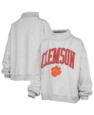 Women's Clemson Tigers Nelson Texture Lingo Mock Neck Fleece Sweatshirt