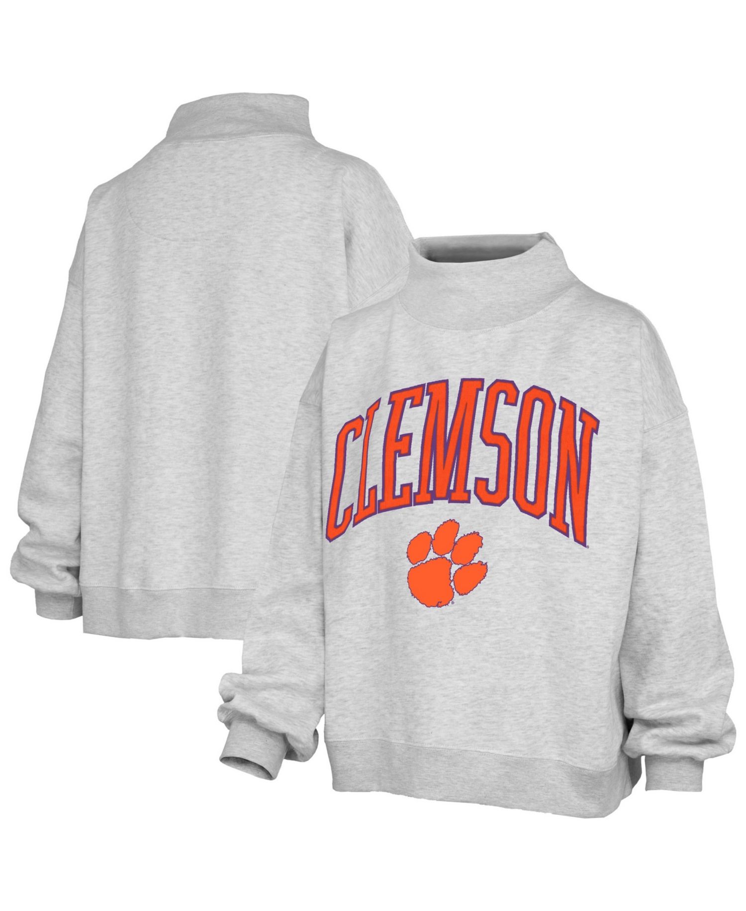 Women's Clemson Tigers Nelson Texture Lingo Mock Neck Fleece Sweatshirt