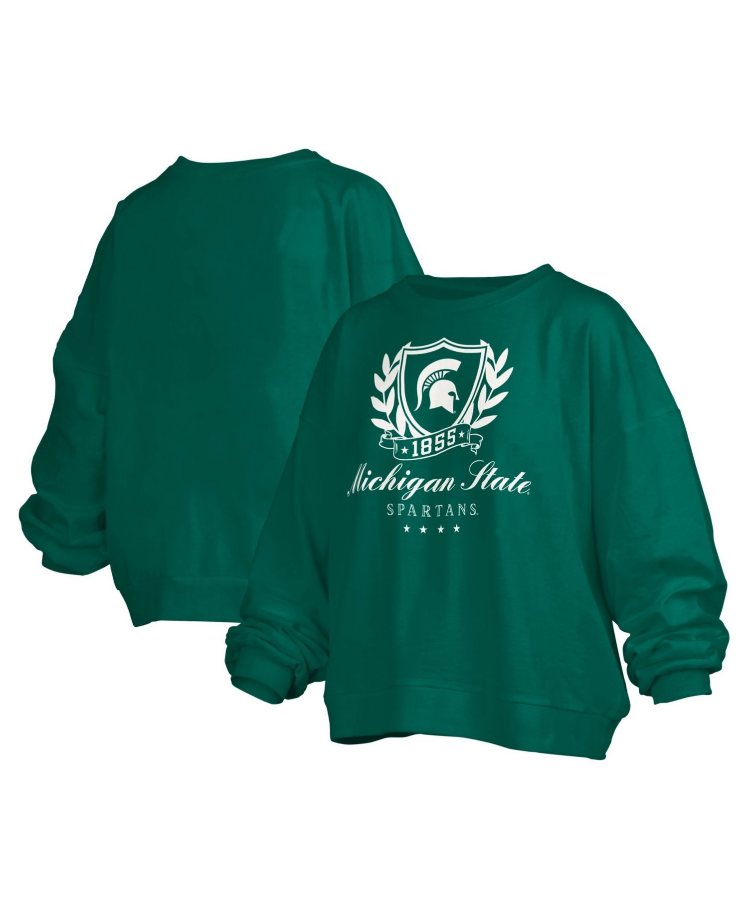 Women's Michigan State Spartans Janice Oversized Fleece-Lined Cropped Sweatshirt