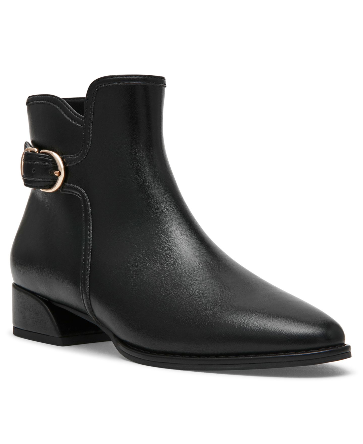 Женские ботинки Anne Klein Anchor Block Heel Booties, цвет: Чёрный гладкий — фото 1