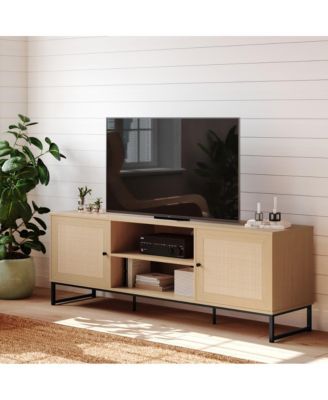 Burkett 65" Mid-Century Modern Tv Stand Made with Durable Engineered Wood Accommodates Up To 70" TV's