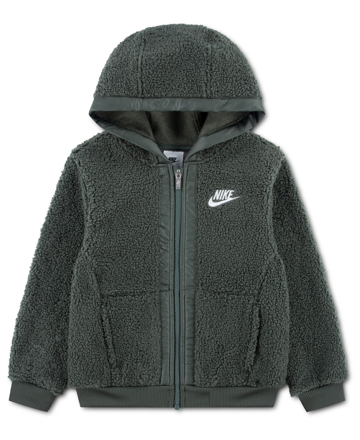 Nike Boys' and Girls' High-Pile Fleece Full-Zip Hoodie - Camo Green