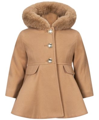 Baby Girls' Hooded Single-Breasted Coat