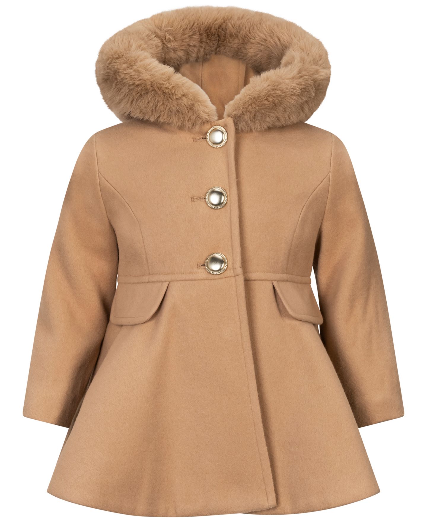 Пальто S Rothschild & CO Hooded Single-Breasted Coat для девочек-малышей, цвет: Верблюжий — фото 1