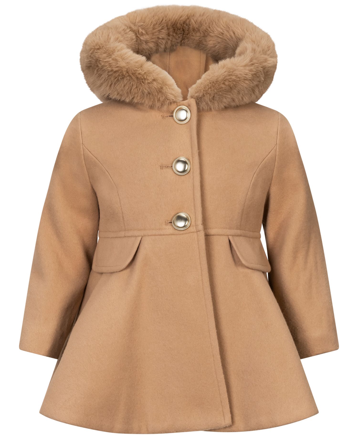 Baby Girls' Hooded Single-Breasted Coat