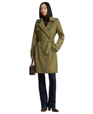 Petite Water-Resistant Double-Breasted Trench Coat