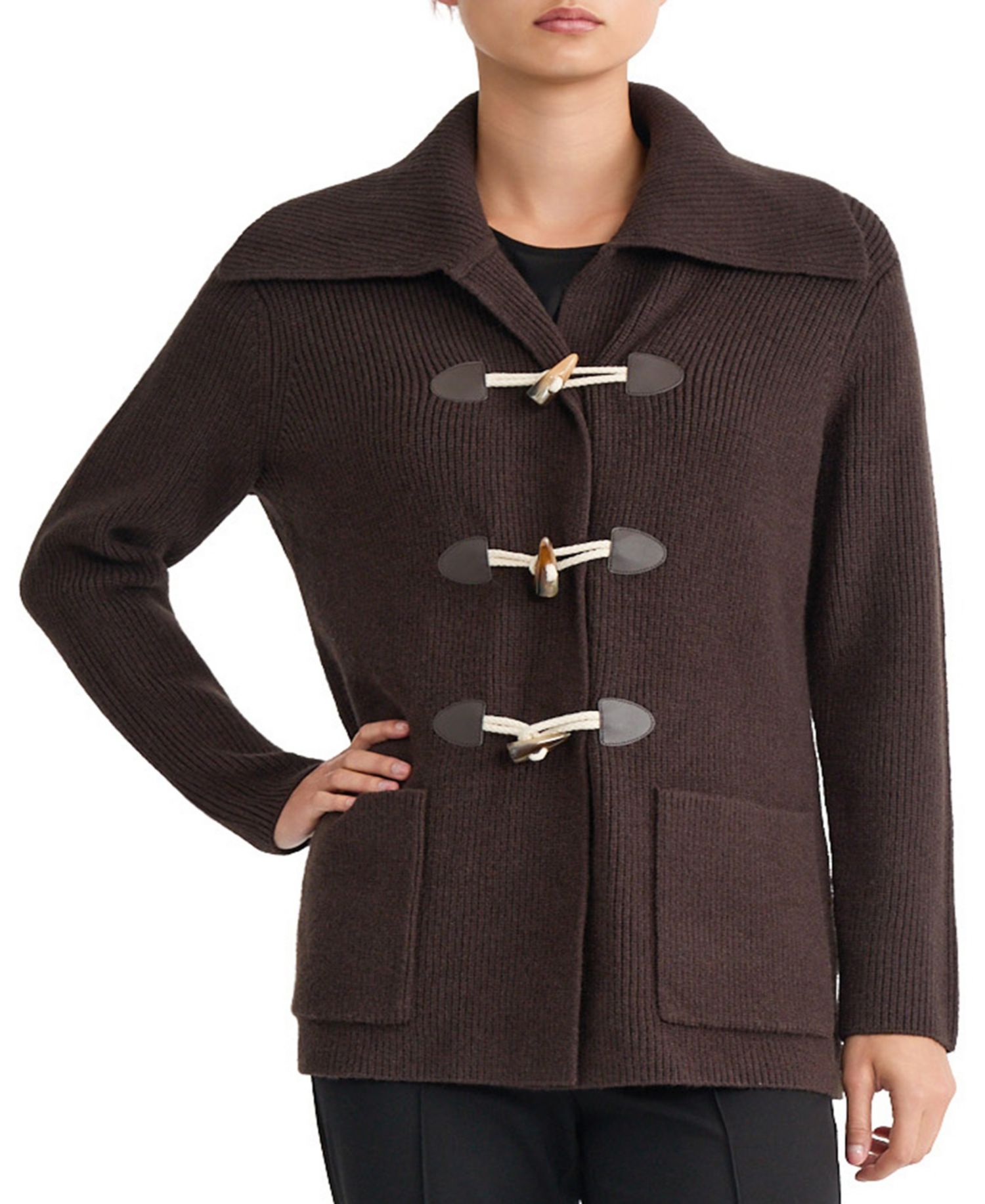 Plus Size Collared Toggle-Front Long-Sleeve Blouse
