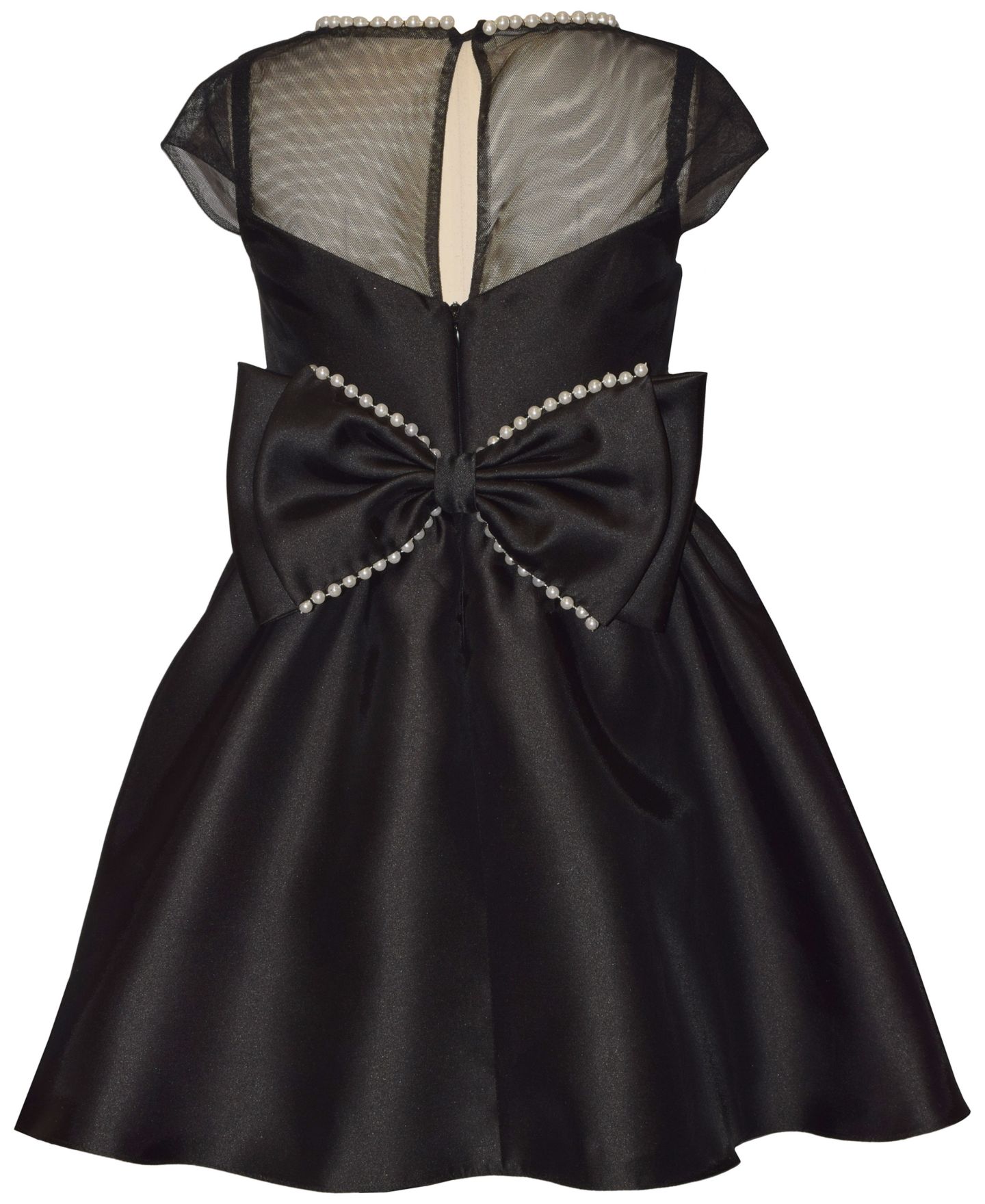 Платье Bonnie Jean Illusion Bodice Mikado Imitation Pearl-Trim Fit-and-Flare Dress для девочек, цвет: Чёрный — фото 2