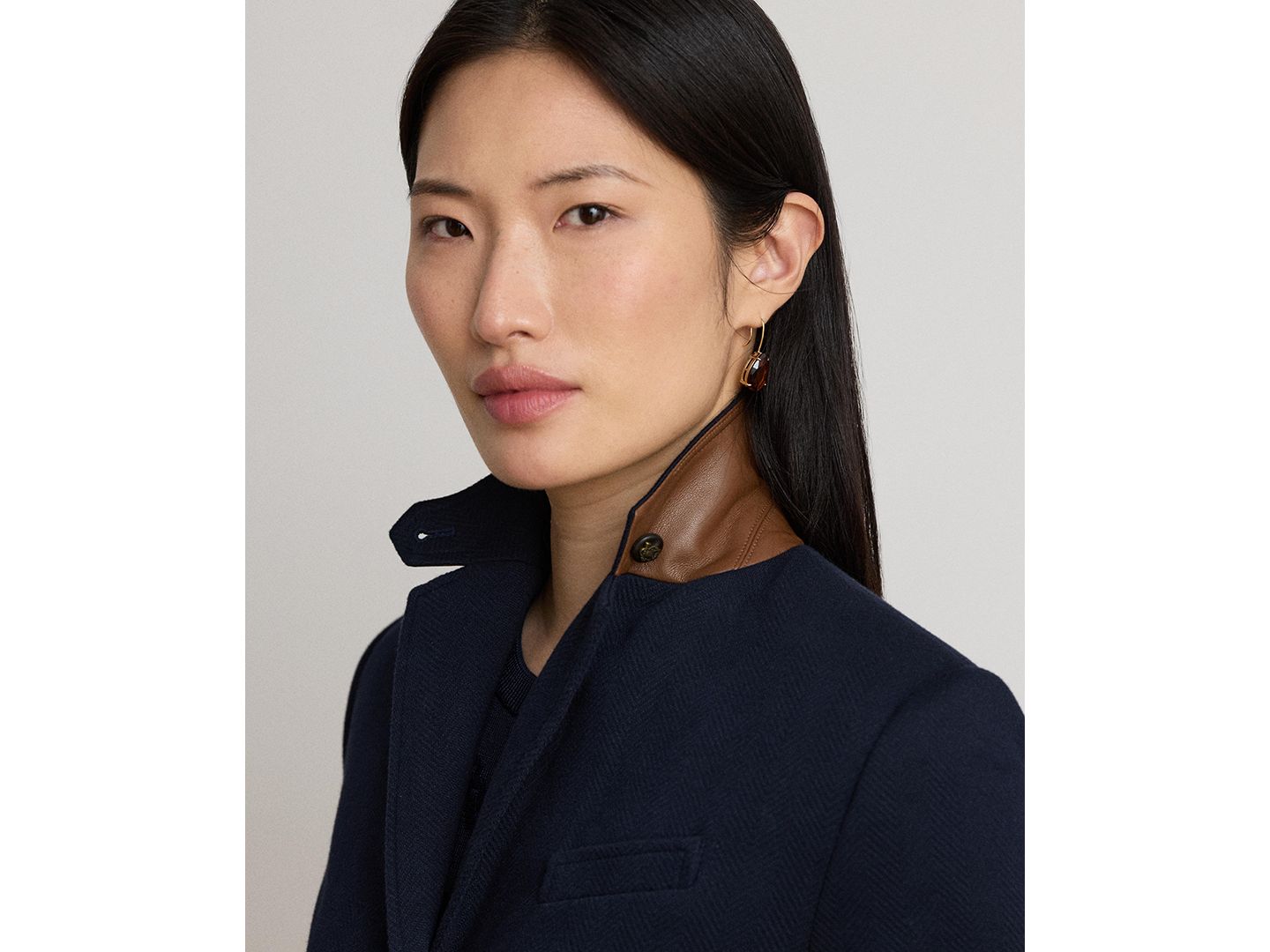 Женский пиджак Lauren Ralph Lauren Herringbone Notch Lapel Blazer, цвет: Тёмно-синий — фото 3