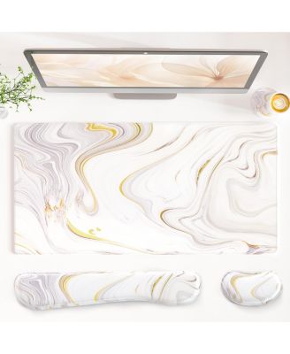 4-in-1 Ergonomic PU Leather Desk Mat and Wrist Rest Set, 4-Piece for Standard Keyboards and Mice