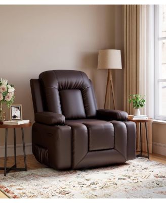 Reclining Sofa, Heat and Massage Leather Recliner Sofa for Living Room, Bedroom