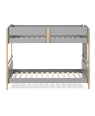 Twin Over Twin Wood Bunk Bed with Ladder Convertible to 2 Separate Beds