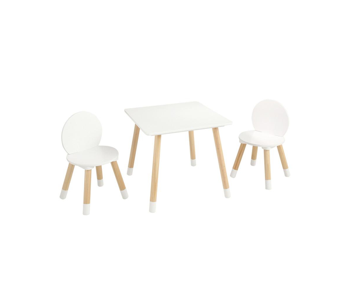 Yobtop Kids Table and 2 Chairs Set for Art Craft Reading Learning Drawing Classroom Daycare Home - Rounded Edge Design, Graffiti Desktop, Wooden Desk