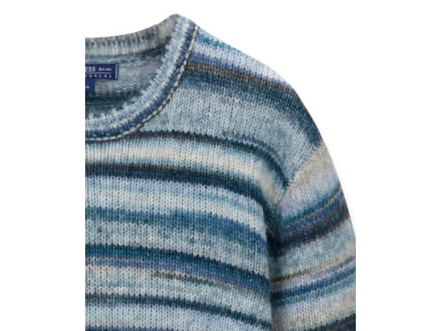 Мужской свитер GUESS Zayn Wool-Blend Stripe Crewneck, цвет: Синий разноцветный — фото 6