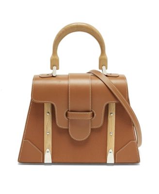 Saigon PM Leather and Wood Top Handle Bag