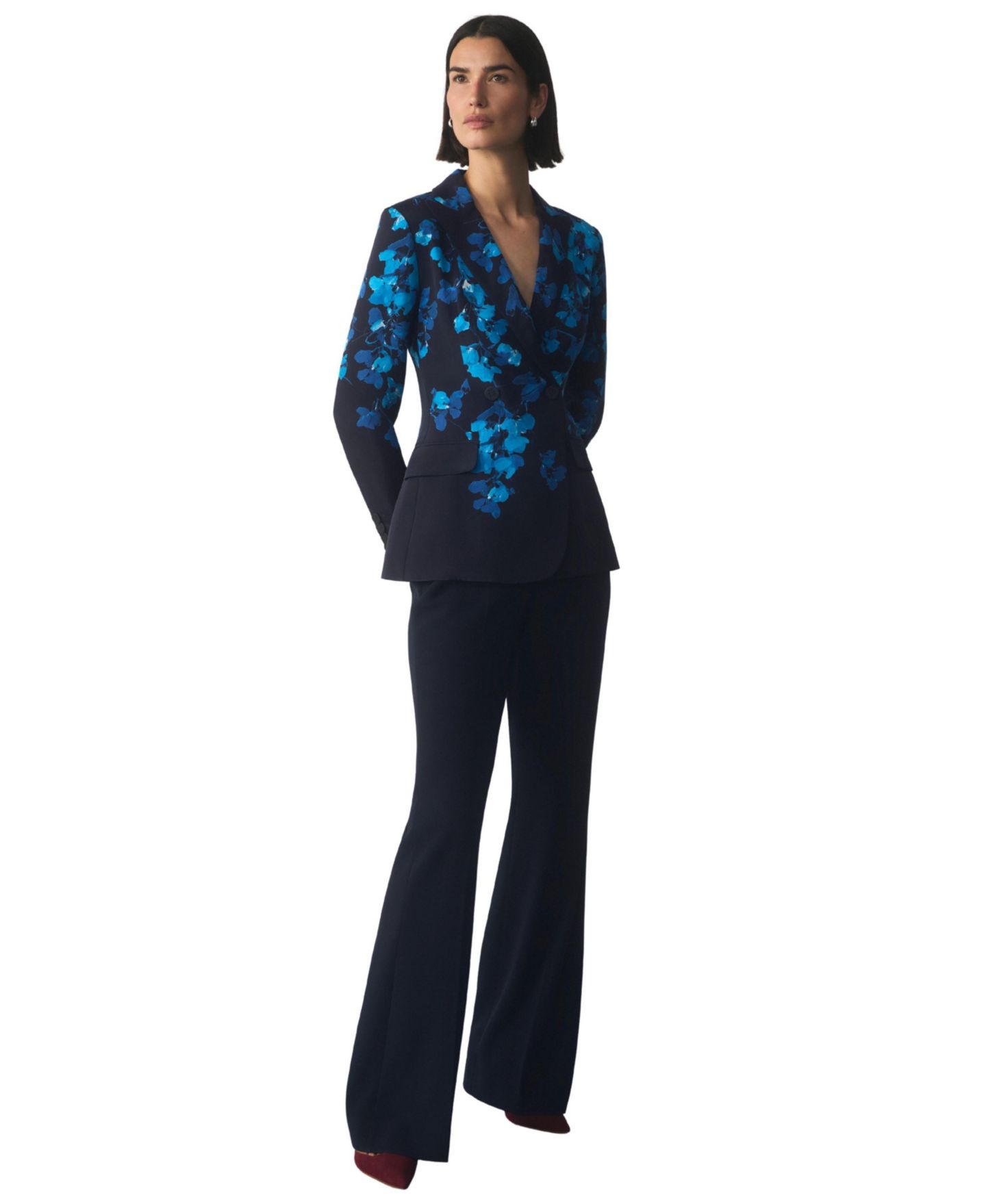 Женский пиджак The Fold Knighton Double-Breasted Floral-Print Silk Blazer, цвет: Тёмно-синий — фото 8