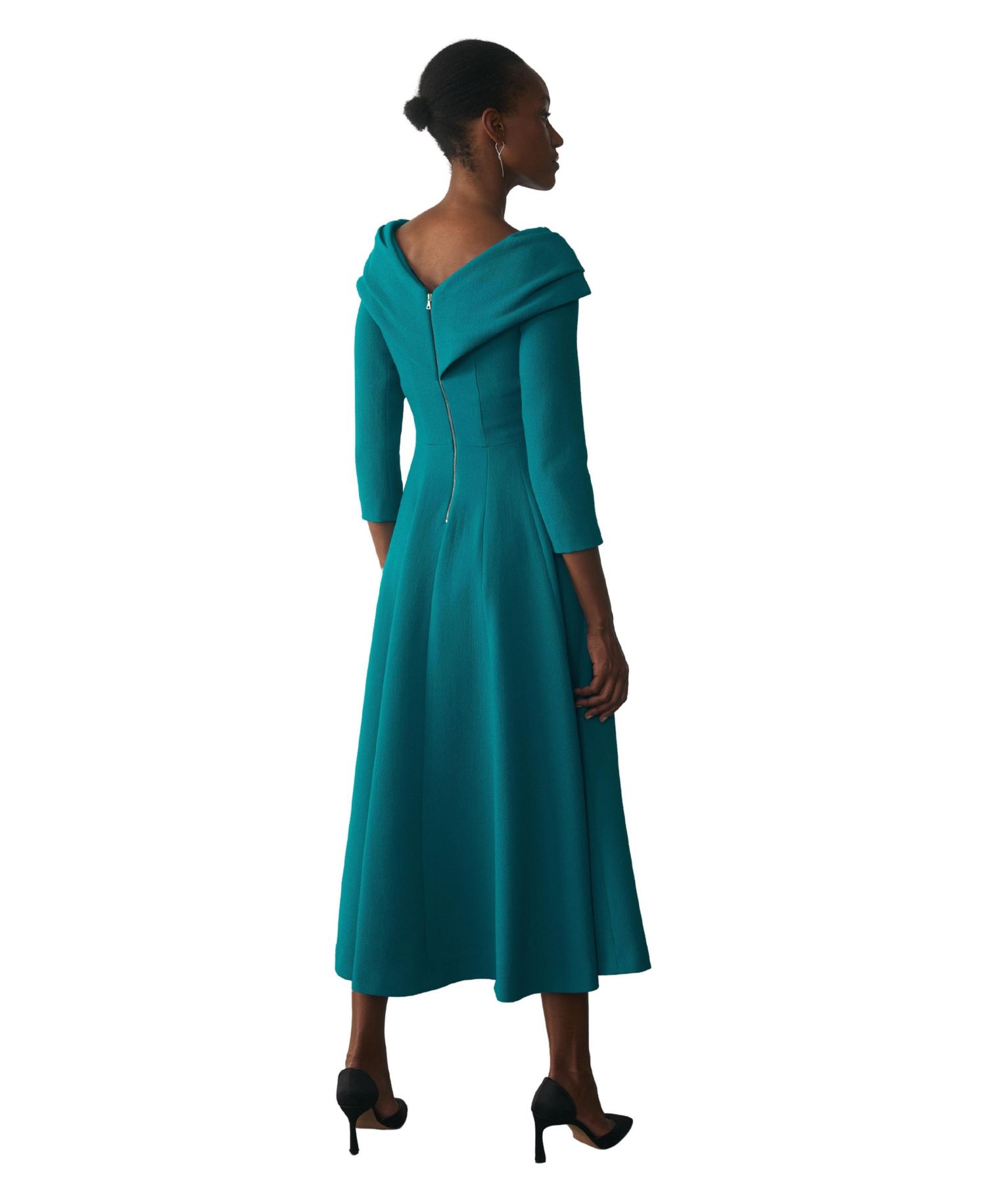 Women's Palermo Bardot Neck A-Line 3/4-Sleeve Midi Dress