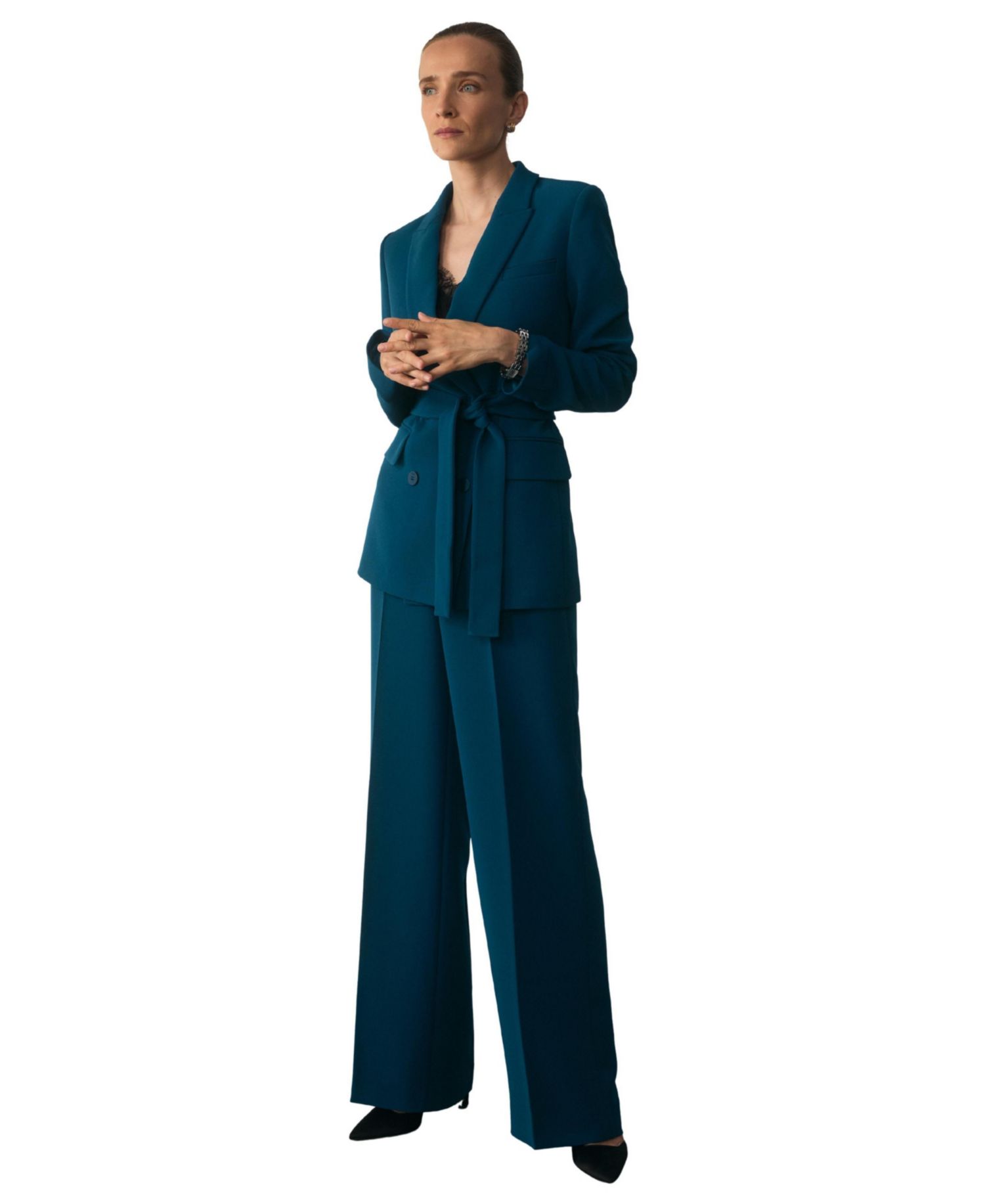 Women's Almeida Longline Wrapped-Waist Blazer