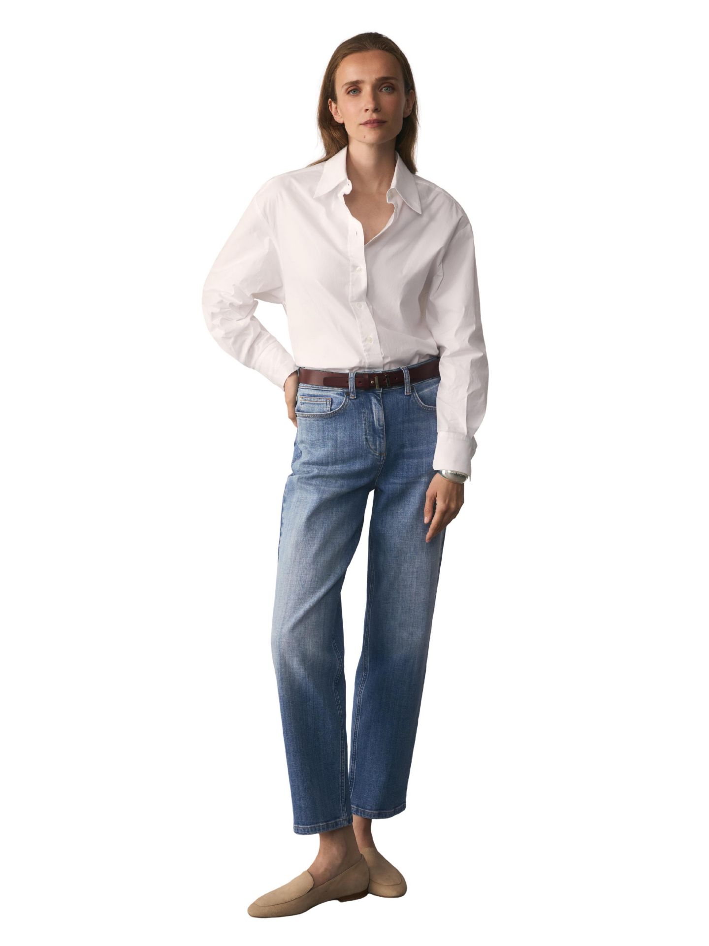 Женская рубашка The Fold Claudia Cotton-Blend Oversized Long-Sleeve Button-Down, цвет: Белый — фото 5